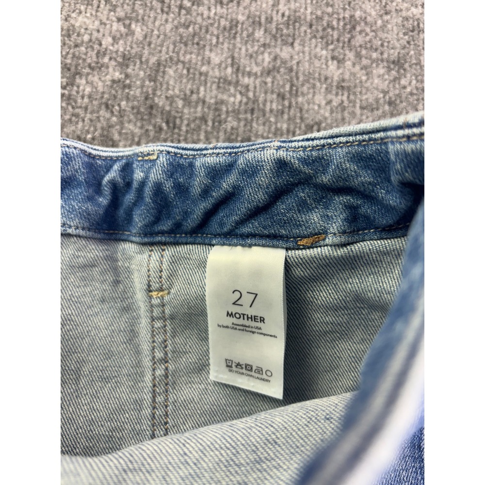 Mother Patch Pocket Private Flood Jeans Women Size 28 Blue High Rise Button Fly - Picture 9 of 12